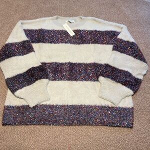Women’s Crew Neck Confetti Striped Sweater Size XXL